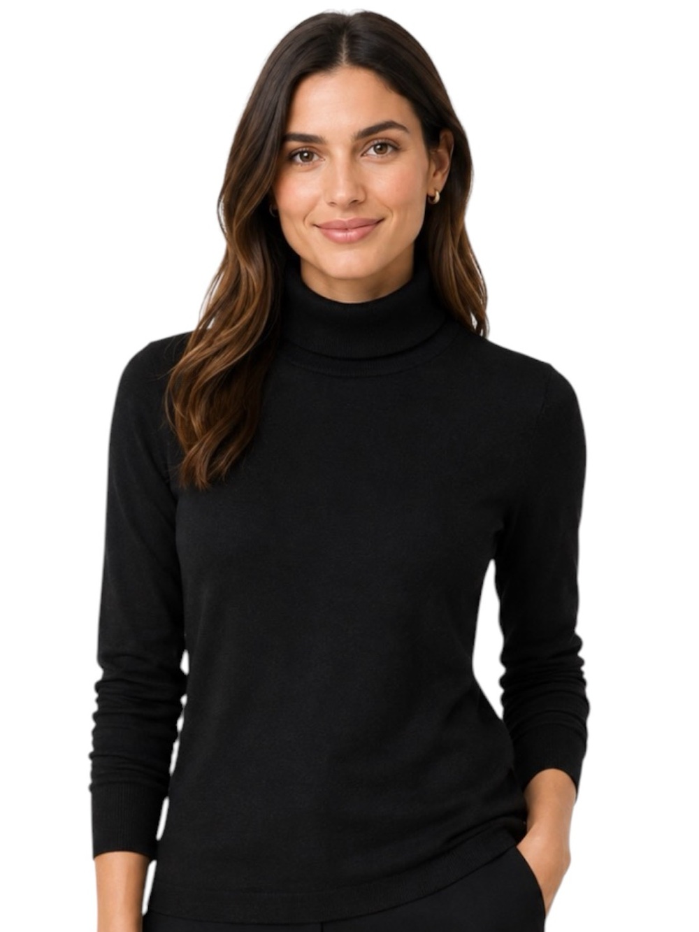 Ann Taylor Petites Black Silk Blend Turtleneck Sweater Size LP